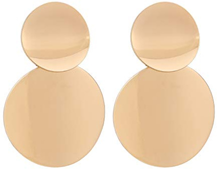 Legitta Damen Kreis Statement Ohrringe mit Runde Anhänger Disc Plättchen Ohrstecker Ohrschmuck Gold Geburtstag Geschenk für Frauen Mädchen