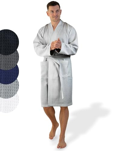 SIEGENTHAL® Herren Bademantel Waffelpique 100% Baumwolle mit Schalkragen Leicht Morgenmantel M bis XXL – Leichter Herren Bademantel, Bequem, Weich, Waschbar, Hohe Qualität, Ideal für den Frühling