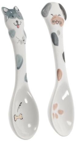 BESPORTBLE 2pcs Pet Feeding Scoops Ceramic Spoons for Can Food Stirring and Medicine Feeding Household Pet Supplies Random Style