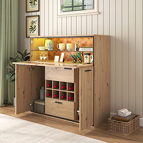 Ojiuboo Weinschrank Sideboard - Elegante Aufbewahrung mit Glastüren und Weinregal, stilvolles Design
