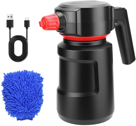 Sylvonette Pulvérisateur de mousse électrique – Pulvérisateur de lavage de voiture de 2 L avec batterie rechargeable par USB, sans fil, portable, noir