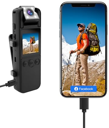 SPIKECAM 128GB Computer-free Body Cameras with Audio and Video, 6 Hrs 1080P Personal Small Body Camera with Photo, Night Vision, SOS Sound, Wearable Body Cam with Sound for Security, Running, Biking