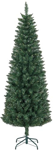 HOMCOM Sapin de Noël Artificiel 180 cm Arbre de Noël Slim Vert