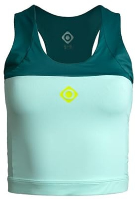 Izas Aguila II Top Deportivo de Mujer para Padel con Cuello Halter y Espalda Cruzada. Camiseta de Tirantes Transpirable y Elástica para Deporte. Color Verde Agua