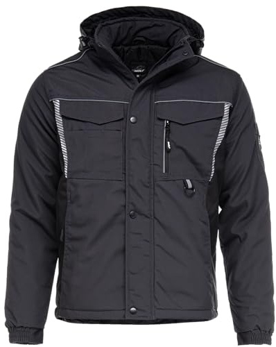 BWOLF Drift Ice – Veste de Travail d’Hiver pour Homme | Imperméable & Chaude | Bandes Réfléchissantes, gris/noir, L