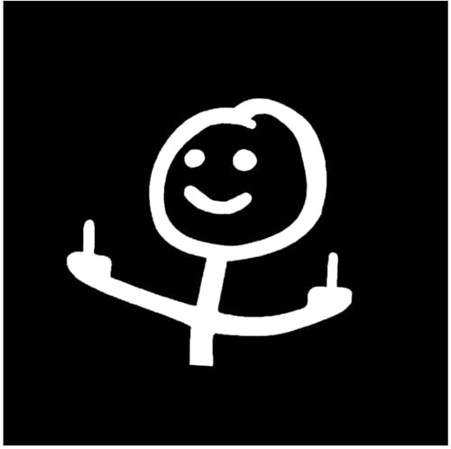Cartoon Aufkleber Weiß, Auto Sticker Vinyl 12x12 cm | Lustige Strichmännchen-Figur mit frechem Ausdruck – kreativer Sticker für Auto und glatte Flächen