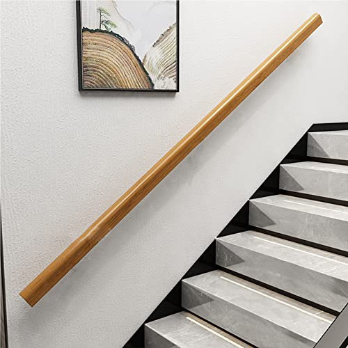 Wooden Stair Handrail with Non Slip Metal Bracket Wall Mount Banister for Attic Kindergarten Corridor 6ft/180cm Kit for Safe and Space Saving Staircase