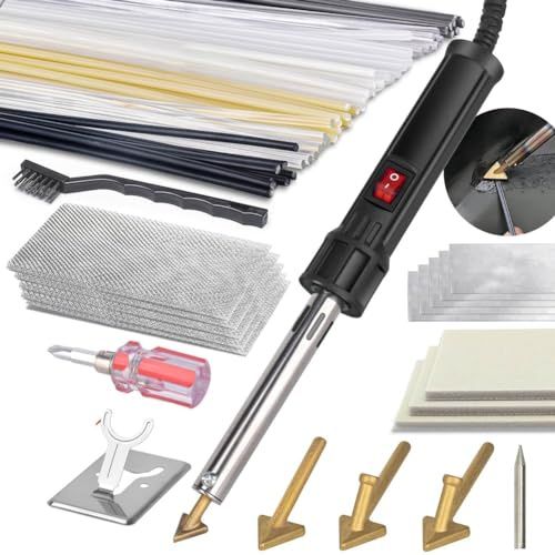 Muuoeou Soldador de PláStico 3 en 1 de 150 W, Kit de Soldadura de PláStico, Puntas de Soldadura Kit de Soldador PláStico para Bricolaje, Reparaciones Kayak Parachoques Enchufe de la UE