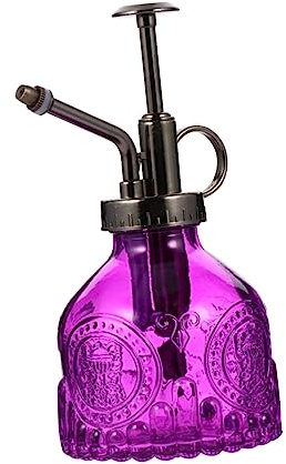 Botella de Riego de Vidrio Púrpura Rociador para Plantas | Pulverización Precisa y Agarre Cómodo, Diseño Compacto para Mesa y Jardín