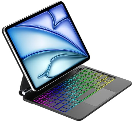 IVEOPPE Magic Keyboard Case for iPad Air 11 Inch (M2 2024/M3 2025), Black