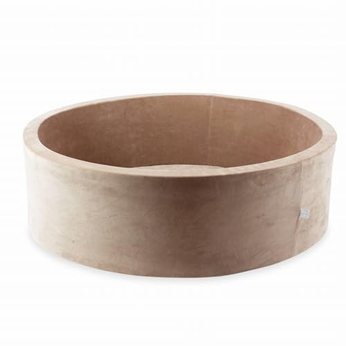 Mimii Piscine à Balles pour Bébé 130x40 cm en Mousse - Ronde Piscine pour Enfants, Garçons, Filles et Bébés, Jouet Doux et sécurisé, Ultra-Douce - Couleur Beige foncé, sans Balles