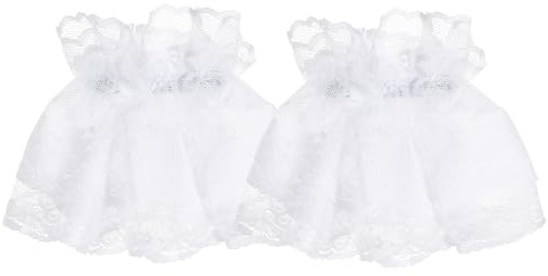 Abeillo Lolita Lace Gloves White Hand Sleeve Bracelet Tea Party Gloves Ruffled Wrist Cuff for Wedding Evening Prom Costume Accessories