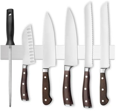 Braozaiw Magnetic Knife Holder,Without-Knifes,Stainless Steel Hanging Knifes Rack,Easy Access and Organizers Storage in Kitchen,Magnetic Knife Holder for Wall (Silvery, 12inch/30cm)