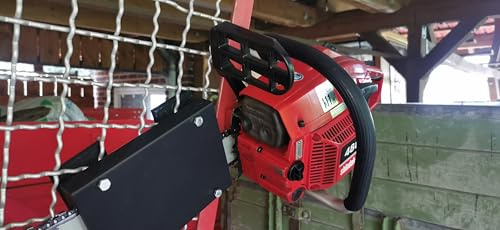 Supporto da parete per motosega, colore nero, per montaggio sicuro a parete/verricello con 4 viti, stabile e salvaspazio