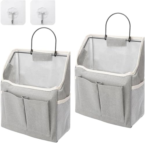 ZMDMAH 2 Stücke Hängende Aufbewahrung Organisatoren, Hängetasche Tür Organizer, Wasserfeste Wandorganizer Hängender Körbe, Faltbarer Hängetasche mit Taschen für Badezimmer Küche Büro, Wohnmobil