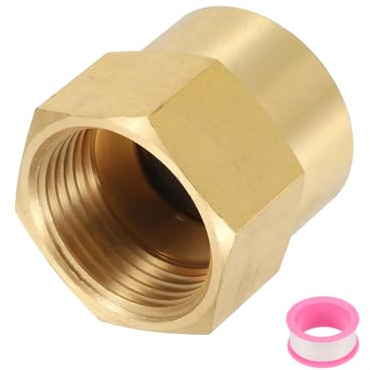 QUARKZMAN Messingrohrverschraubung, 3/4G-Weiblich x 3/4NPT-Weiblich Messing-Sechskantnippel-Rohrverschraubungsverbinder, 3/4 bis 3/4 Weiblicher Rohrverschraubungsadapter, Goldfarben