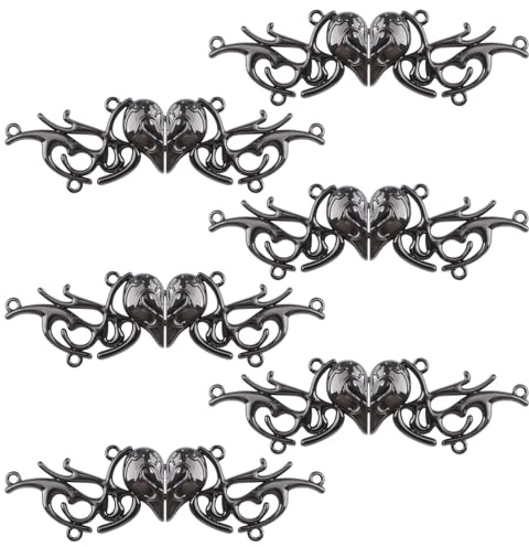 WANDIC 6 Paar Retro-Herz-Cardigan-Clips, Hohle Blumen-Umhang-Verschlüsse, Haken und Ösen, Cardigan-Clip, Umhang-Verschlüsse für Pullover, Schal