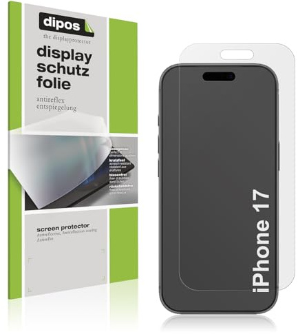 dipos 4x Displayschutzfolie matt für Apple iPhone 17 | Antireflex, entspiegelnd, passt perfekt, Ultra-Dünn, kratzfest, blasenfrei, Fingerprint-kompatibel, selbstklebend