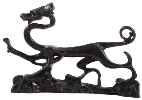 SMASOLO Antique Copper Calligraphy Brush Holder Dragon Pen Rest Stand Multifunctional Paintbrush Organizer for Artist Desk Home Office Decoration