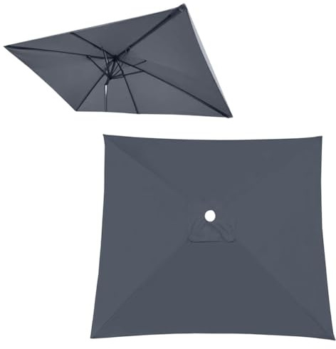Telo Di Ricambio Per Ombrellone Quadrato 3x3.0m, Telo Per Ombrellone Da Giardino A 6 Stecche, Baldacchino Di Ricambio Parasol Protezione UV(Gray,2x2m/6.5ftx6.5ft)