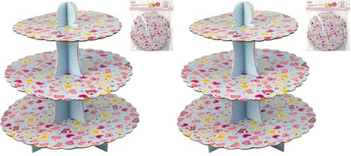 HABI 1361D Alzata Cartone 3 Piani, Decoro Dolci (Confezione da 2)