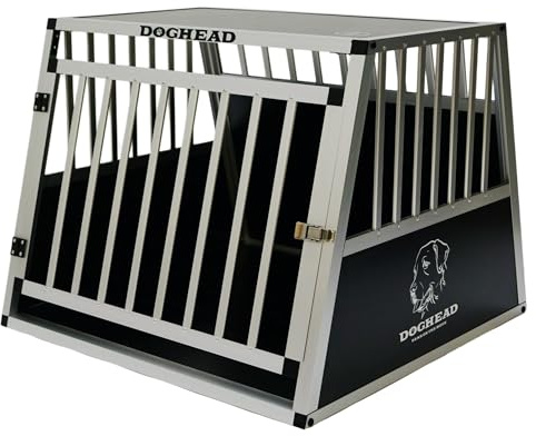 DOGHEAD Hundetransportbox Ecoline, Single 80x80x63 cm, Schwarz, Aluminium, Beidseitig Abgeschrägt 75°