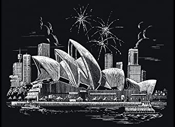 Royal Brush Manufacturing Kratzbild Sydney Opera House, Silber, 28 x 39 cm Sydney Opera House