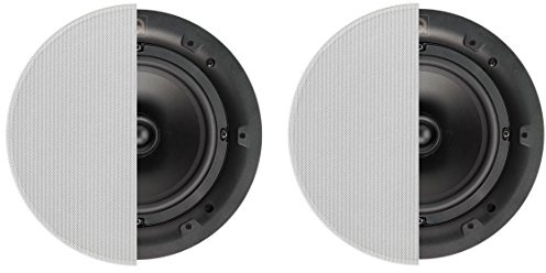 Q ACOUSTICS QI65C 6.5 Ceiling Speaker Pair In-Ceiling Speakers for Home Audio, Hi-Fi Installation System, Moisture Proof Round & Square Magnetic Grilles, 60W