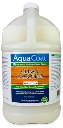 Clear Lacquer, Water-Based Wood Finish, Semi-Gloss, Gallon, Self-Cross-Linking,