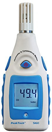 PeakTech Luftfeuchtigkeitsmessgerät mit Anzeige der Lufttemperatur/Raumklima Messgerät/Thermo-Hygrometer/Raumtemperatur/Luftfeuchtigekeit/Baufeuchte und Thermometer, 1 Stück, P 5160