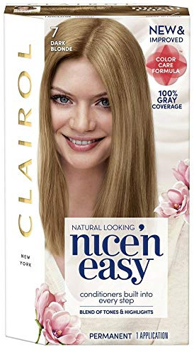 Clairol Nice'n Easy Liquid Permanent Hair Dye, 7 Dark Blonde Hair Color, Pack of 3