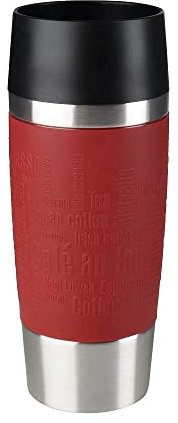 Emsa 513356 Travel Mug Bicchiere Termico con Chiusura Quick Press, Acciaio Inossidabile, Rosso, 0,36 L
