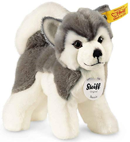Steiff Kuscheltier Bernie Husky, Süßes Stofftier mit Kunststoffaugen, Kinder, Jungen & Mädchen, Plüschtier 17 cm, Weiß, 104985