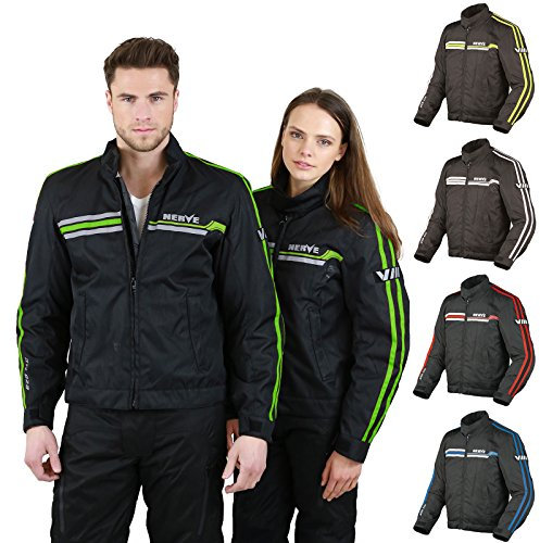 Leichte Motorradjacke mit Protektoren -Swift- Roller Motorrad Jacke Herren Sommer Winter Kurze Textil Männer Protektorenjacke Wasserdicht Winddicht - Schwarz-Neon Grün - XL