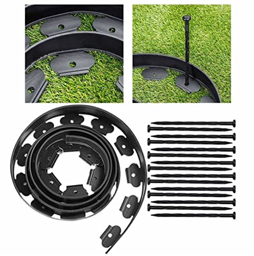 ASCENDTING 20-Feet L x 50mm H Flexible Plastic Garden Lawn Edging, Black, Compact Style