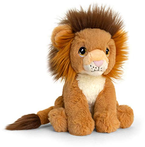 tachi Plüschtier Löwe, Kuscheltier Raubkatze 18 cm sitzend, Stofflöwe braun aus 100% recycelten Material
