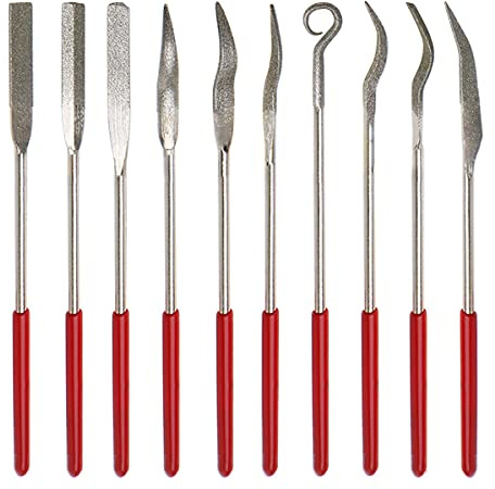 Saipor 10pcs Diamant-Feilen-Set 3x140mm Mini Diamant Nadelfeilen Set Metall | Schlüsselfeilen, Feilenset, Mini Diamond Files Set für Weichem Metall Holz Stein und Kunststoff