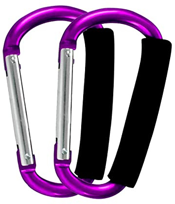 Ganchos para cochecito de bebé, 2 mosquetones para colgar bolsos, bolsas de pañales, bolsas de la compra. Clip para sistemas de viaje individual/doble, asientos de coche y pantalones deportivos