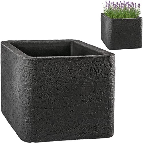 alles-meine.de GmbH Beton Optik - großer XL - Blumenkübel/Pflanzkübel - 40 cm x 40 cm x 34 cm - 55 Liter - schwarz/anthrazit - eckig/viereckig - Gross - Kunststoff - Design..