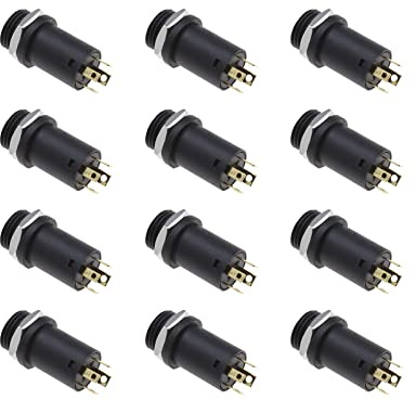 ECSiNG 12 x 3,5 mm Mini-Stereo-Buchsenstecker mit Muttern, 3,5 mm Stereo-Paneelmontage, Lötanschluss, Kopfhörer, Audio-Video-Buchse, 4-polig, vergoldet