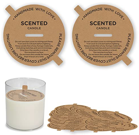 160 Stück Kerzen-Staubschutzhüllen, Joyfulmap vorgedrucktes Kraftpapier, Kerzendekoration, Deckel mit Zuglasche, Kerzendekoration, Zubehör für Kerzenherstellung, Bastelduftkerzen (6 cm)