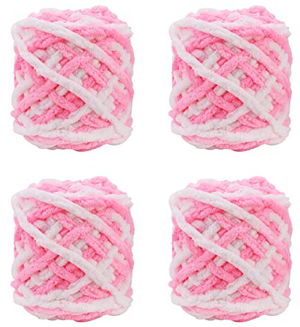4er Pack 100g Strickwolle Wolle zum Häkeln Strickgarn Sockenwolle zum Stricken Bunte Acrylgarn Knäuel Häkelgarn Mehrfarbiger Set für Decken Pullover Schuhe Mützen Schals Style B