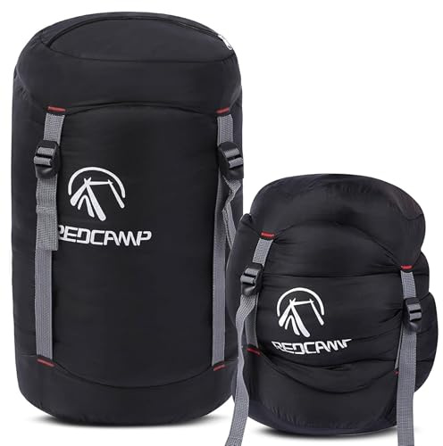 REDCAMP 27 l Nylon-Kompressionsbeutel für Schlafsack, leichter, kompakter Kompressionsbeutel für Reisen, Wandern, Outdoor, Rucksackreisen, Camping, Schwarz, L