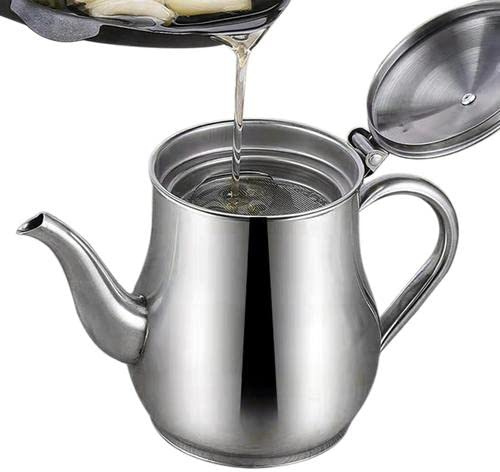 Filtro De Aceite, 32 Oz Recipiente De Grasa De Bacon Con Colador, Lata De Grasa De Acero Inoxidable Para Cocina, Tarro Colador De Grasa, Recipiente De Aceite Usado Con Filtro De Malla Fina