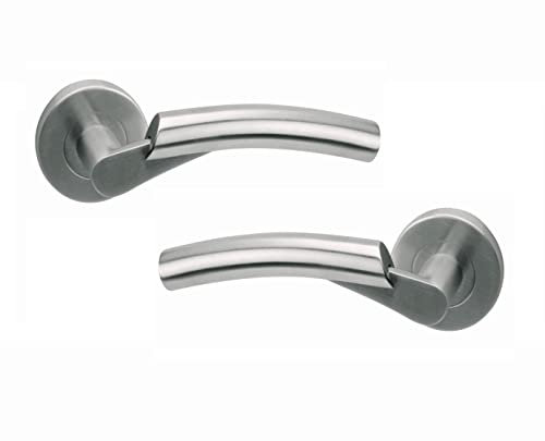 AZERODESIGN - Juego de Manilla con Roseta Redonda SOFÍA - Diámetro 5 cm - Largo Manija de 13 cm - Resistente al Desgaste y la Oxidación - Fácil Instalación - Material de Acero Inoxidable 18/8 AISI 304