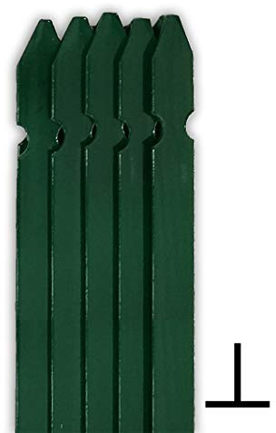 nextradeitalia 5PZ Palo a T Altezza 250 CM per Recinzione PLASTIFICATO, paletto per Recinzione in Ferro Sezione T mm 30x30x3 Verde