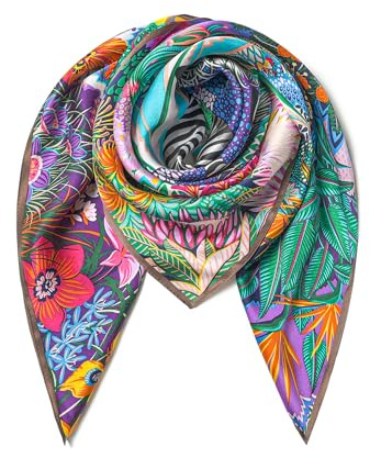SHIROUYU Kopftuch, Schal 100 % reine Maulbeerseide, 88 cm großes, quadratisches, leichtes Kopftuch, Haartücher für Damen, als Schal tragbar, mit Geschenkverpackung