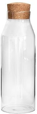 Soulnioi Boîte de rangement en verre transparent avec bouchon en liège - Bocal en verre avec couvercle en bambou - Pour fleurs, thé, bonbons, grains de café - 1200 ml