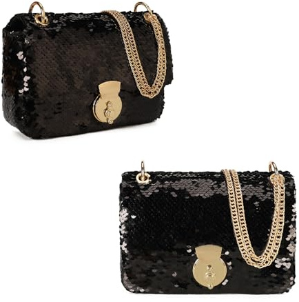GLITZALL Crossbody Bags for Women Fashion Evening Party Shining Sequins Shoulder Bag Clutch Chain Strap Glitter Handbag