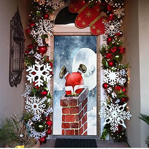 Türaufkleber Weihnachten Kreativer Sternenhimmel Selbstklebende Türtapete 3D 77X200Cm - Fototapete Türfolie Poster Tapete Pvc Wasserdichte Abnehmbare Wandbilder Für Schlafzimmer Bad Büro Dekoration